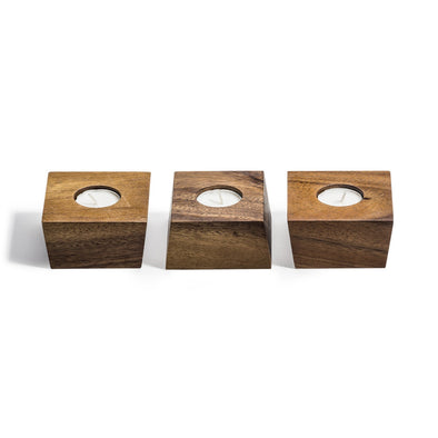 Candleholder with Tealights - Set of 3 - Wooden Candle Holder - WoodWares