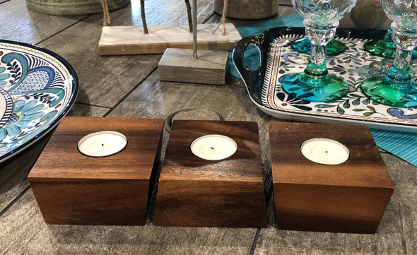 Candleholder with Tealights - Set of 3 - Wooden Candle Holder - WoodWares