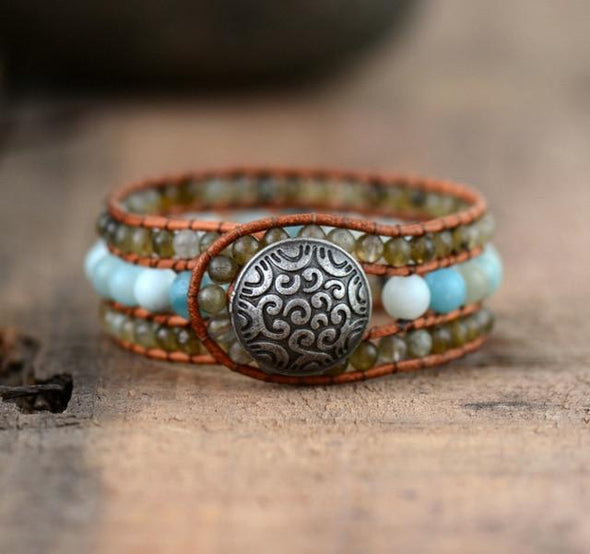 Women's Boho Bracelets Labradorite Amazonite - Wooden Bracelets - WoodWares